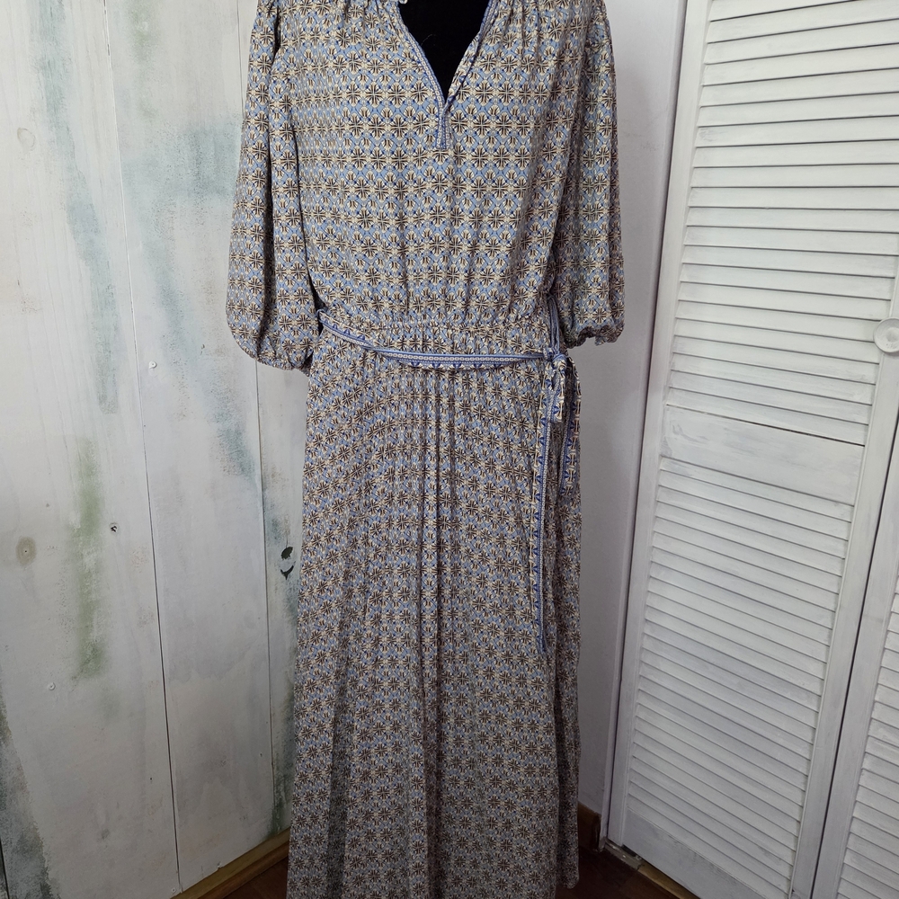 Max Studio Blue and Cream Patterned Dress